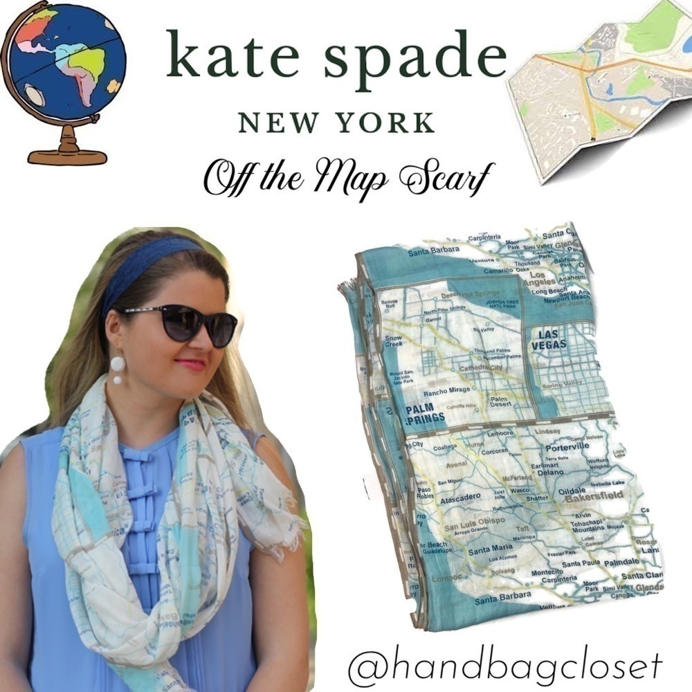 Kate Spade Off the Map Scarf West Coast California Mexico Silk Going Places